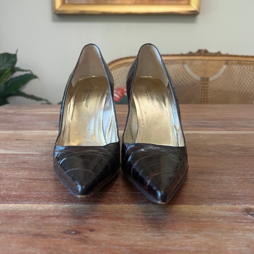 DOLCE & GABBANA GENUINE CROCODILE WOMEN'S STILETTOS Size 9.5 40